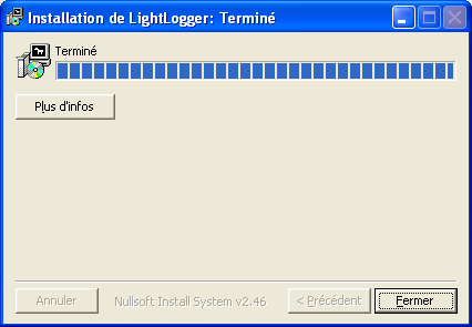 LightLogger Keylogger Installation Terminée