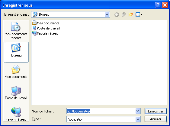 LightLogger Keylogger Dialogue d'enregistrement sous