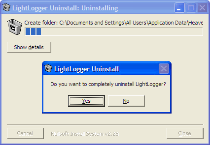 LightLogger Keylogger Processus de désinstallation