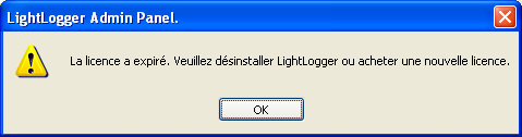 LightLogger Keylogger Dialogue d'expiration